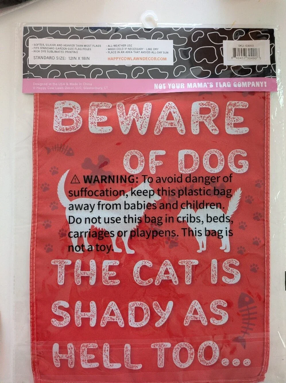 Happy Cow Funny Dog Cat Garden Flag Beware Of Dog Cat Is Shady As Hell 12x18